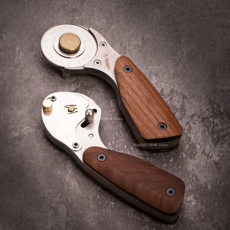 Leatherwork Knives - Natural Wooden Handle All-metal Roller Cutter