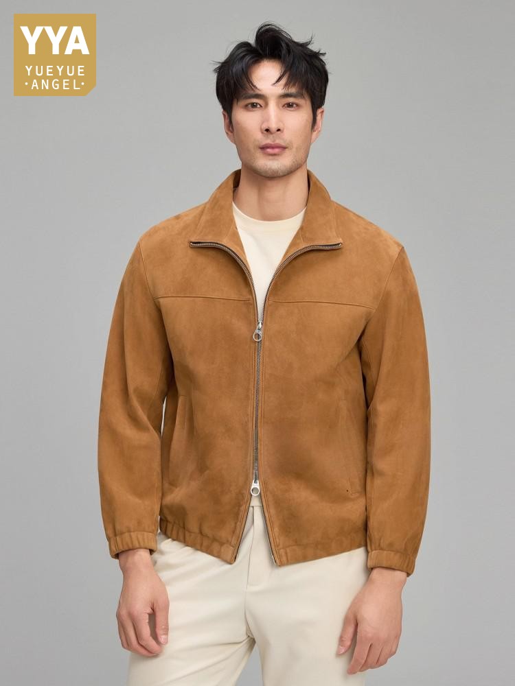 Leather Work Jacket Mens - Luxury Mens Soft Natural Suede Leather