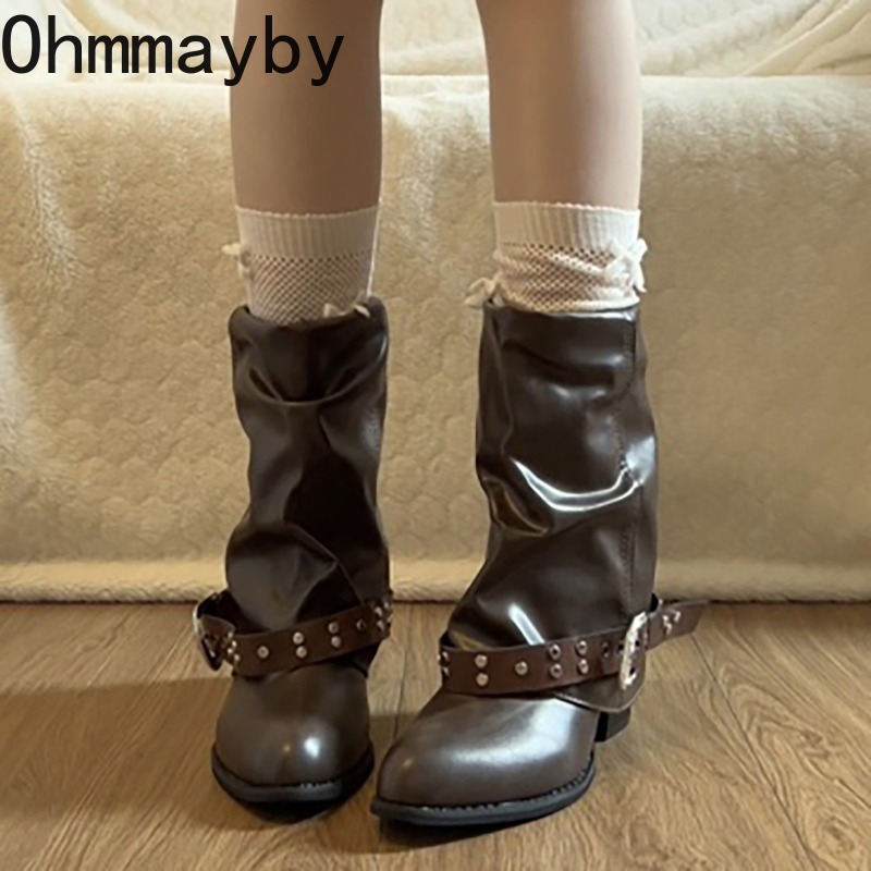 Leatherwork Rivets - Women Vintage Western Cowboy Boots Pointed