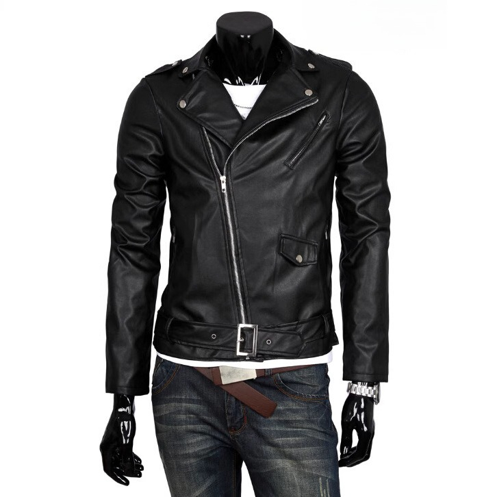 Leather Work Jacket Mens - Men Vintage Faux Leather Motorcycle Jacket
