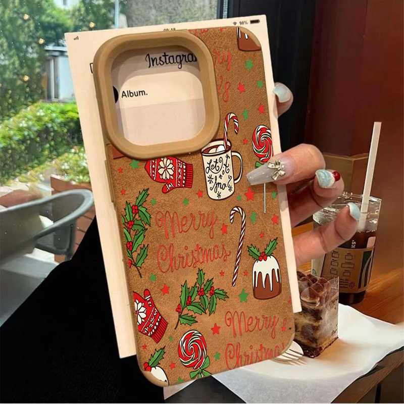 Leather X - Christmas Leather Texture Phone Case For
