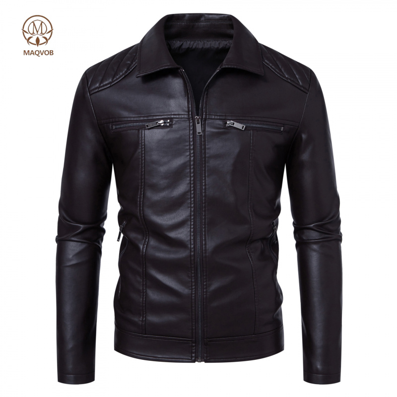 Leather Work Jacket Mens - MAQVOB EU US Size Luxury Quality