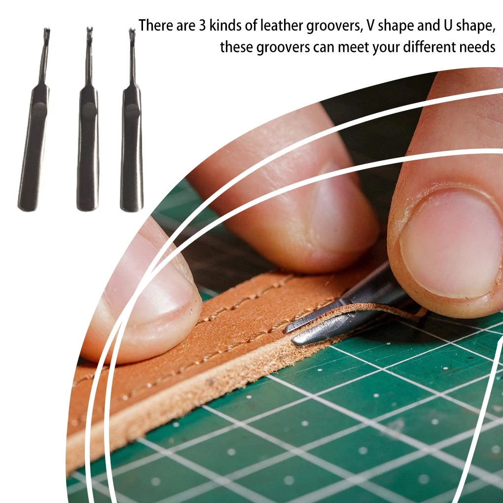 3Pcs Leather Groover Kit U V S - Leatherwork Edge Creaser recension och pris