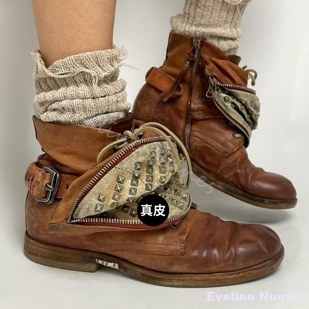 Vintage Distressed Brown Ankle - Leatherwork Rivets recension och pris