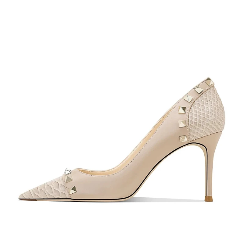 New fashionable white high hee - Leatherwork Rivets recension och pris