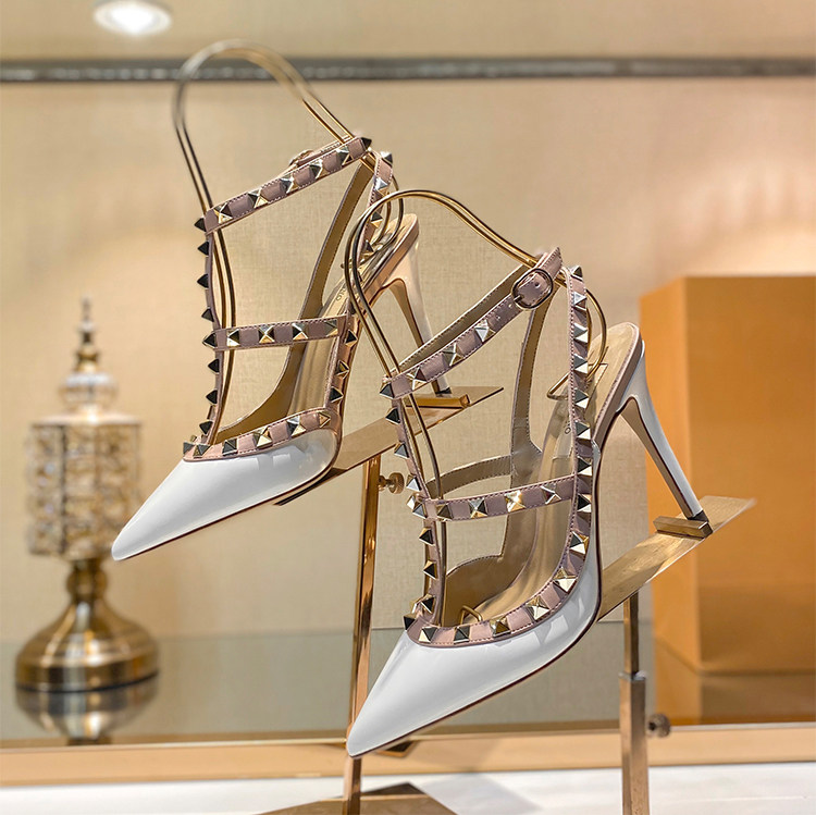 Women Gladiator Heeled Sandals - Leatherwork Rivets recension och pris