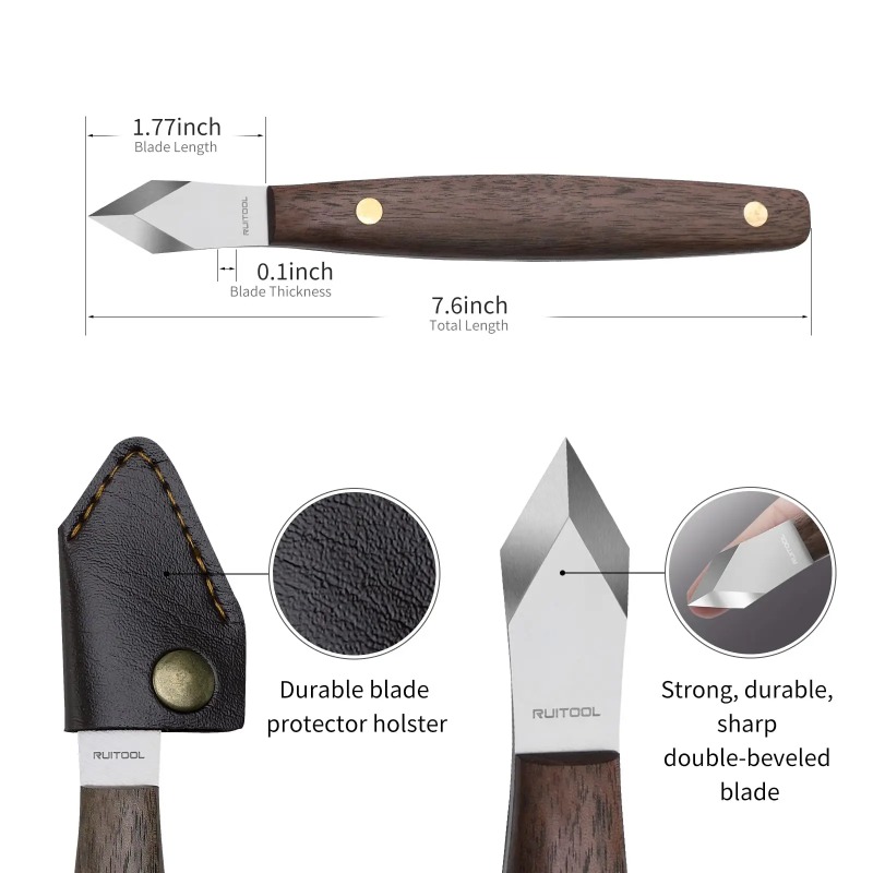 Handmade carving knife, thin e - Leatherwork Knife Sheath recension och pris